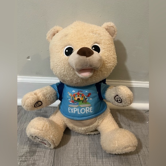 Spark Create Imagine Musical Light Up Tan Bear w/Blue Explore Backpack 14" Plush - Picture 2 of 11